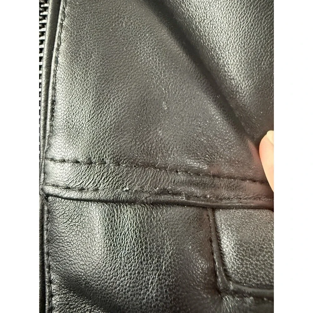 Boston Harbour Leather Jacket Men's Size Medium Black New Zealand Lamb Full Zip